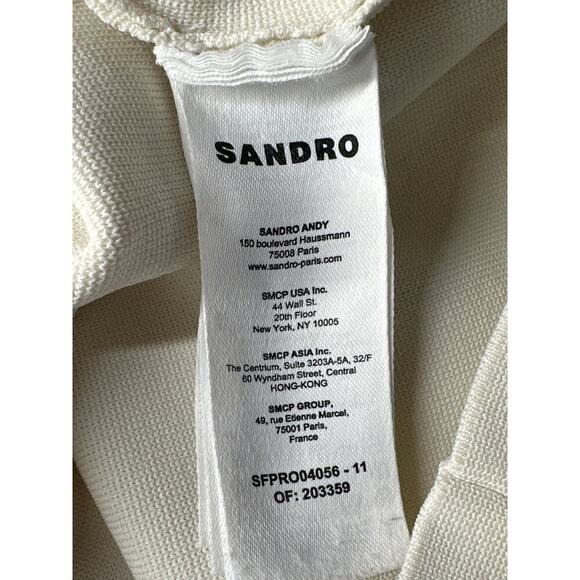 Sandro Delna Dress Rib Knit Sleeveless Button Front Mini A-Line Ecru White 10 - Picture 9 of 12